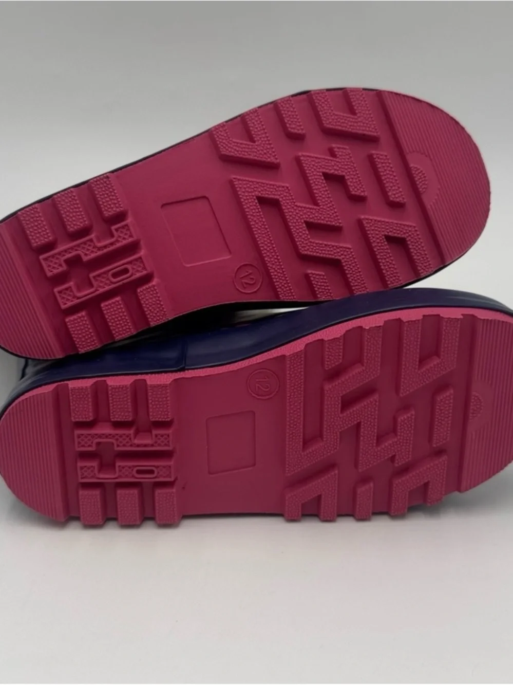 Kids Navy Dinosaur Rain Boots - Pink Trim Size 12